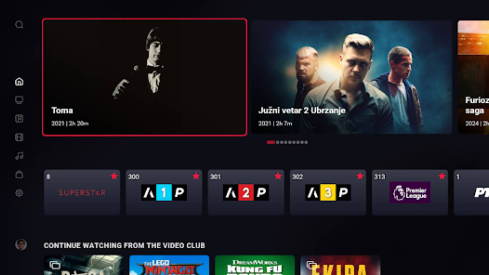 MOVE aplikacija na televizoru